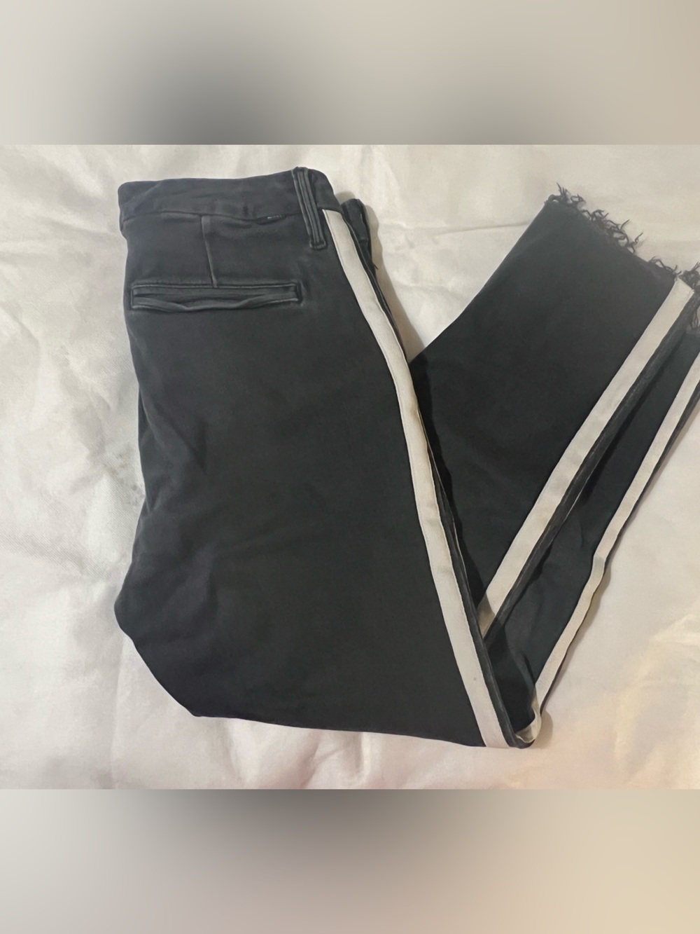 MOTHER The Shaker Prep Fray Jeans Dear Mr Black Racer Side Stripe Black Size 28 - Picture 9 of 14